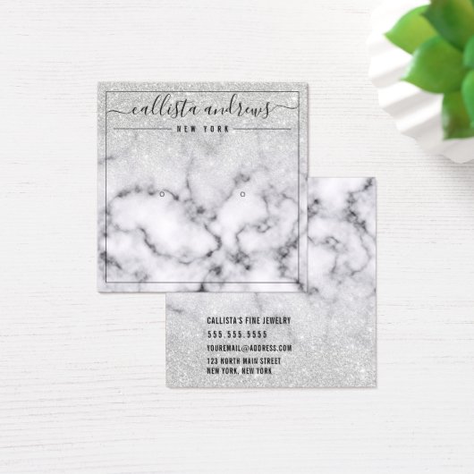 Silver Glitter Marble Ombre Earring Display Kaart (Bureau)