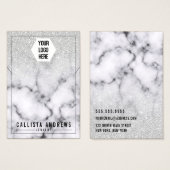 Silver Glitter Marble Ombre Logo Display Visitekaartje (Voorkant /achterkant)