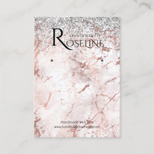 Silver glitter marble white Logo earing Display Visitekaartje (Voorkant)