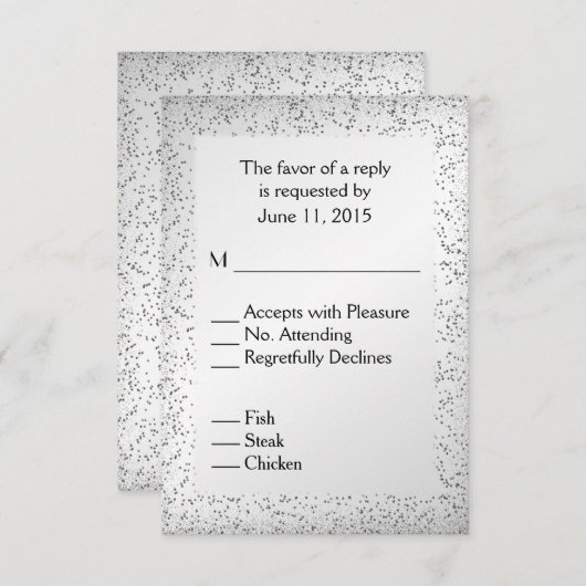 Silver Glitter Menu RSVP (Voorkant / Achterkant)