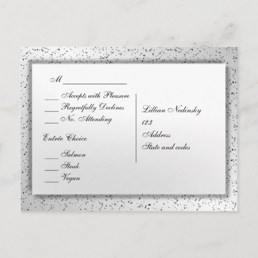 Silver Glitter Menu RSVP (Achterkant)