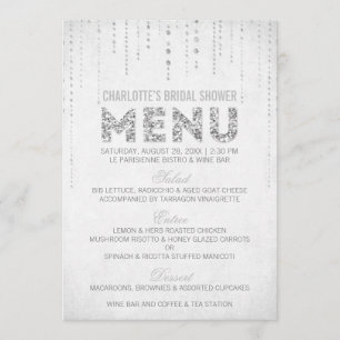 Silver Glitter-menukaart Menu