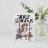 Silver Glitter Merry Christmas Fairy Briefkaart (Staand voorkant)
