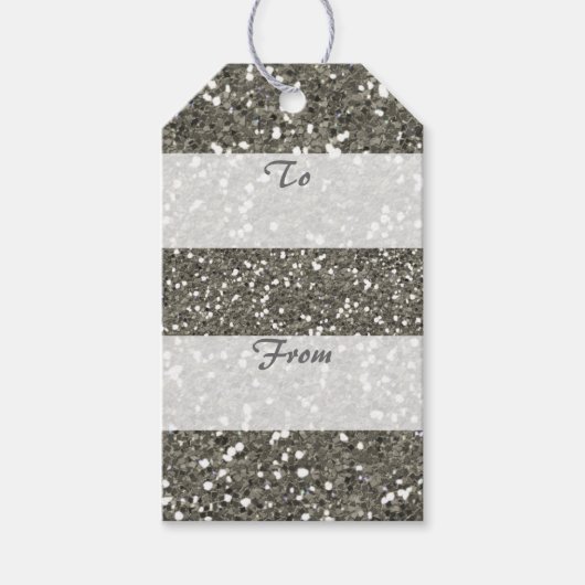 Silver Glitter Merry Kerstmis Cadeaulabel (Voorkant)