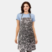 Silver Glitter Metallic Chic Bling Modern Apron Schort (Gedragen)