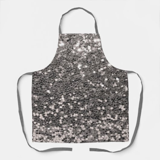 Silver Glitter Metallic Chic Bling Modern Apron Schort (Voorkant)