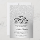 Silver glitter metallic fifty fabulous kaart (Voorkant)