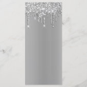 Silver Glitter Metallic Shine 4x9" Wedding Menu (Achterkant)