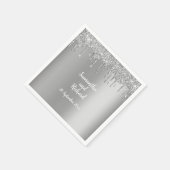 Silver Glitter Metallic Shine Wedding Servet (Hoek)