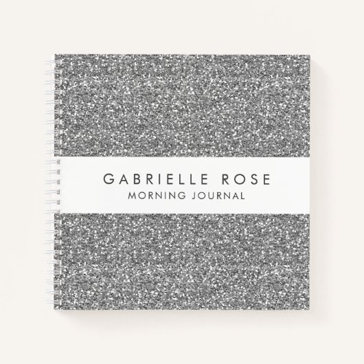 Silver Glitter Minimalist Journal-laptop Notitieboek (Voorkant)
