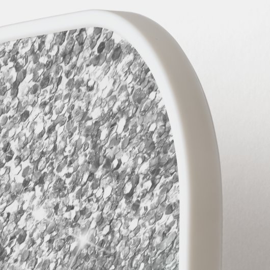 Silver Glitter Mint Green Ombre Modern Script Pickleball Paddle (Links Detail)