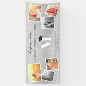 Silver Glitter Monogram 6 Fotogradatie Partij Spandoek (Verticaal)