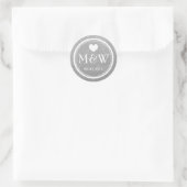 Silver glitter monogram bruiloft stickers (Tas)
