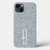 Silver Glitter Monogram Case-Mate iPhone Case (Achterkant)