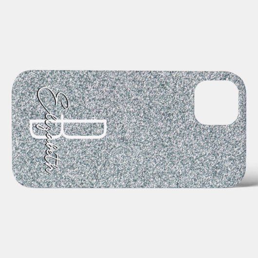 Silver Glitter Monogram Case-Mate iPhone Case (Achterkant (horizontaal))