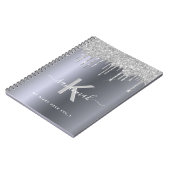 Silver glitter monogram dagboek elegant notitieboek (Linkerzijde)