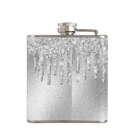 Silver glitter-monogram heupfles (Achterkant)