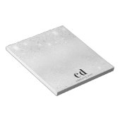 Silver glitter monogram initiaal name notitieblok (Schuin)