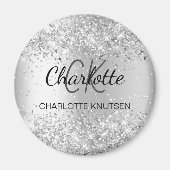 Silver glitter-monogram magneet (Voorkant)