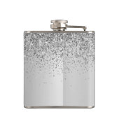 Silver Glitter Monogram Name Luxury Girly Heupfles (Achterkant)