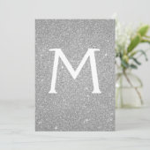 Silver Glitter Monogram Sparkle Quinceanera Kaart (Staand voorkant)