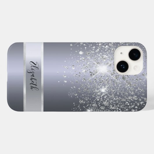 Silver glitter naam Case-Mate iPhone case (Achterkant (horizontaal))