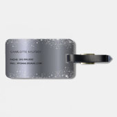 Silver glitter-naam monogram initiaal bagagelabel (Achterkant horizontaal)