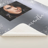 Silver glitter-naamfotoscript sherpa deken (3/4)