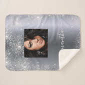 Silver glitter-naamfotoscript sherpa deken (Voorkant (horizontaal))