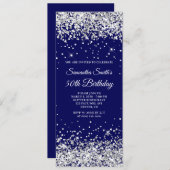 Silver Glitter Navy 50th Birthday Kaart (Voorkant / Achterkant)