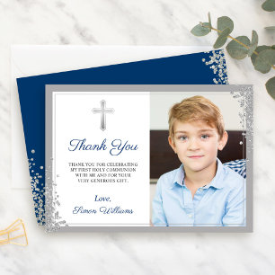 Silver Glitter Navy Blue Community Hartelijk dank Bedankkaart