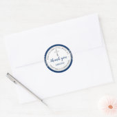 Silver Glitter Navy Blue First Commune Dank u Ronde Sticker (Envelop)