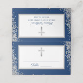 Silver Glitter Navy Blue First Heilige Communie (Buitenkant ongevouwen)