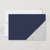 Silver glitter navy blue script bruiloft Rsvp Kaartje (Achterkant)