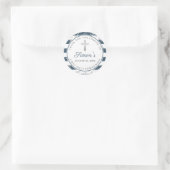 Silver Glitter Navy Blue Stripes First Community Ronde Sticker (Tas)