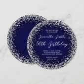 Silver Glitter Navy Ombre 50th Birthday Kaart (Voorkant / Achterkant)