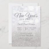 Silver Glitter New Years Eve Party Marble Kaart (Voorkant)