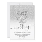 Silver glitter ombre chic white script bruiloft