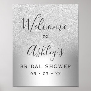 Silver glitter ombre folie vrijgezellenfeest welko poster