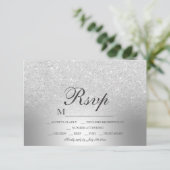Silver glitter ombre metallic folie RSVP bruiloft (Staand voorkant)