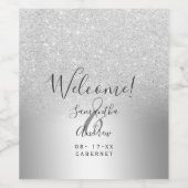 Silver glitter ombre metallic folie welkom wijn etiket (Enkel label)