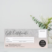 Silver glitter ombre roze gift certificate logo (Staand voorkant)