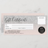 Silver glitter ombre roze gift certificate logo (Voorkant / Achterkant)