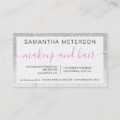 Silver glitter ombre script makeup marmer klantenkaartje (Achterkant)