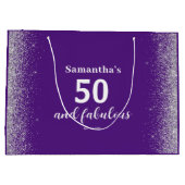 Silver Glitter Paarse 50e verjaardag Groot Cadeauzakje (Achterkant)
