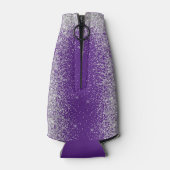 Silver Glitter Paarse 50e verjaardagsfeestje Flesjeskoeler (Achterkant)