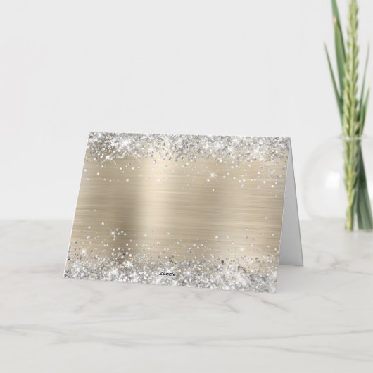 Silver Glitter Pale Gold Foil Bridesmaid Bedankkaart (Achterkant)