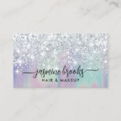 Silver Glitter Pastel Paarse Blauwgroen Gradient E Visitekaartje (Voorkant)
