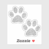 Silver Glitter Paw Prins Sticker (Vel)
