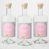 Silver Glitter Pink Girl Coquito Etiket op fles (Flessen)